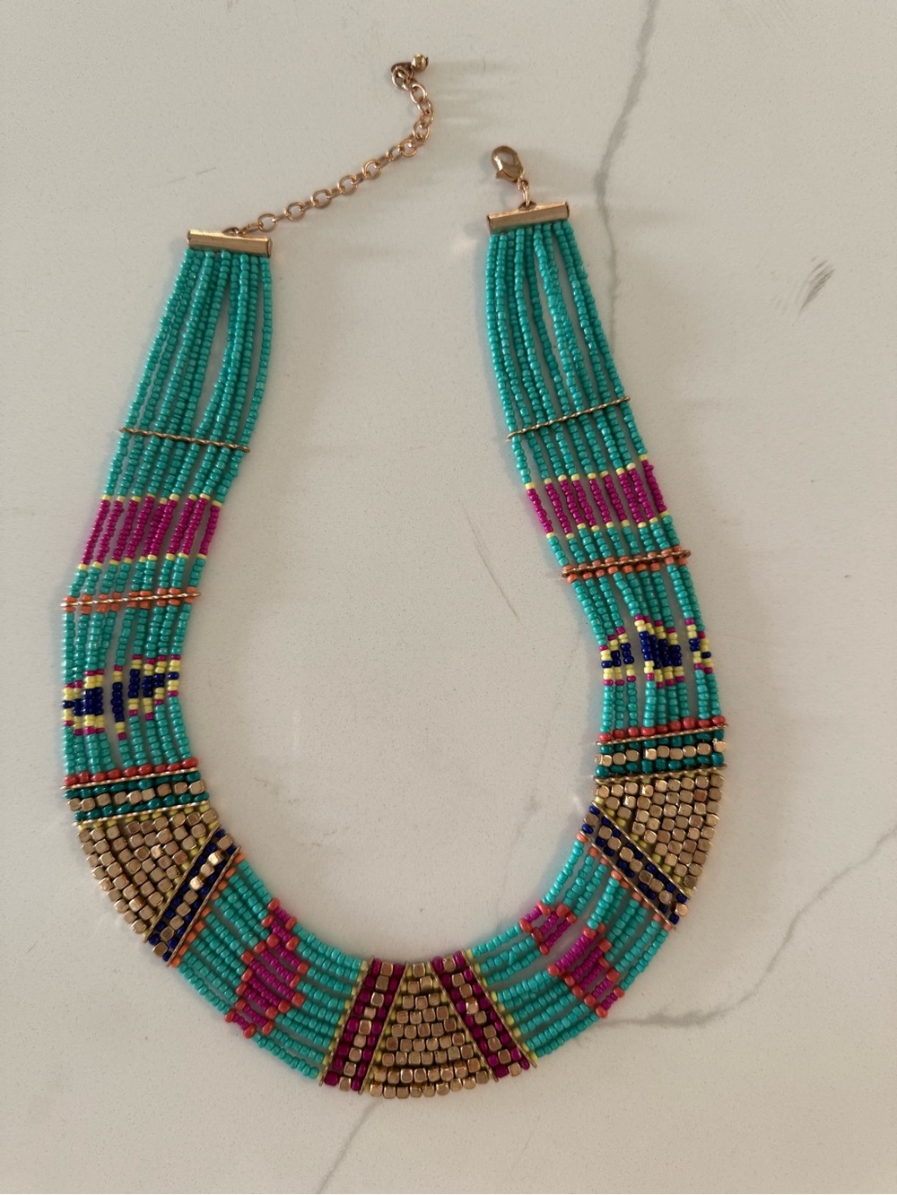 Turquoise Multistrand Beaded Statement Necklace